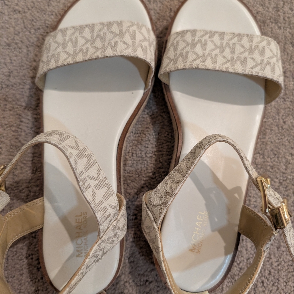 MICHAEL Michael Kors Monogram Cream Sandals
